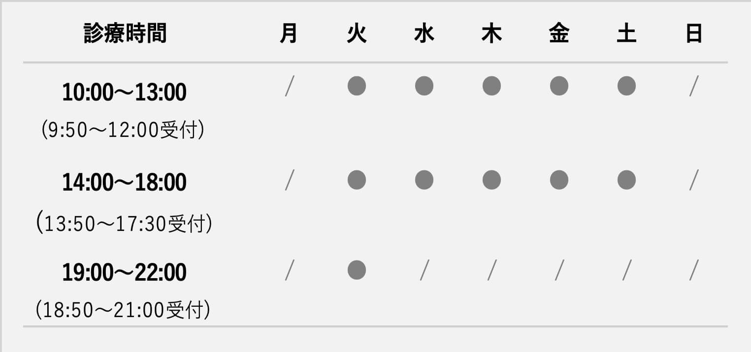 渋谷本院診療時間（R7.9-）