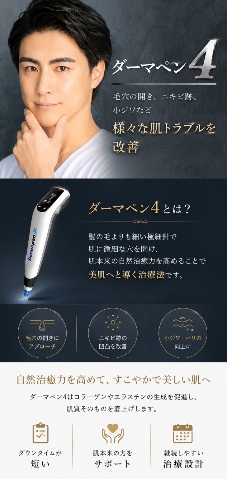 全顔7,500円〜|ダーマペン4を安く施術するなら 2 ダーマペン4TOP mobile