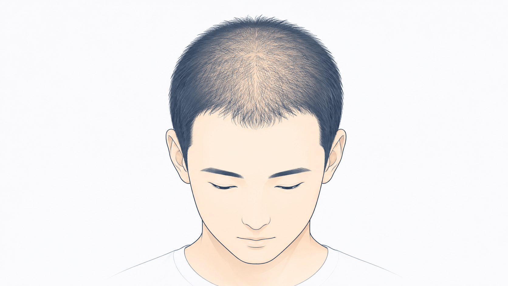 特定の部位に限らず頭部全体の毛量が低下する休止期脱毛のイメージ