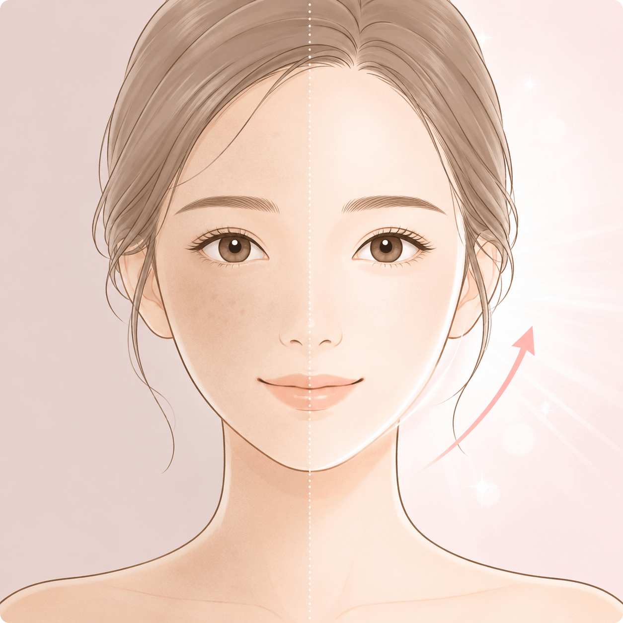 くすみや色むらをイメージした肌の比較イラスト