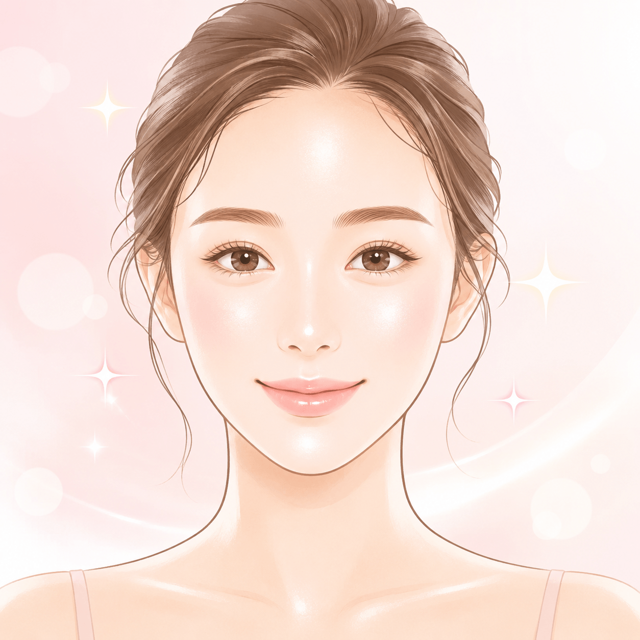 ツヤとなめらかな肌質をイメージしたイラスト