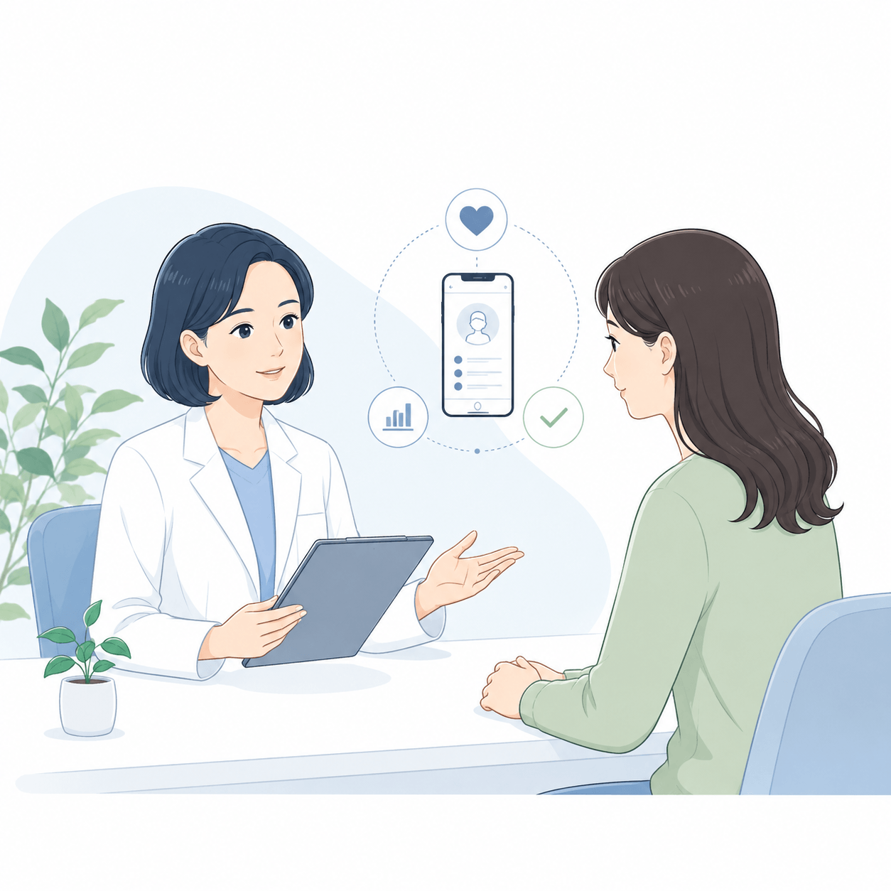 医師と相談しながらデジタル治療を検討するイメージ