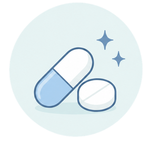 美容内服薬を表現した錠剤とカプセルのイラスト