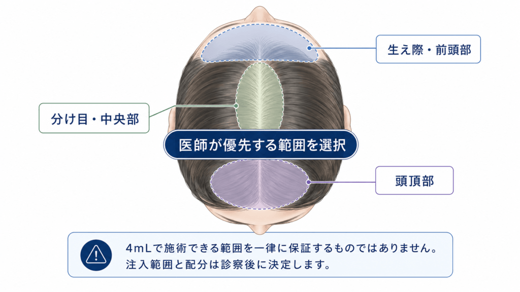 毛髪再生注射　範囲