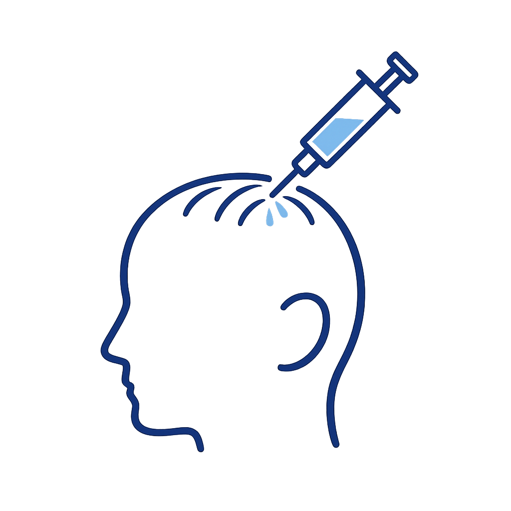 頭皮へ薬剤を注入する毛髪再生注射のイラスト