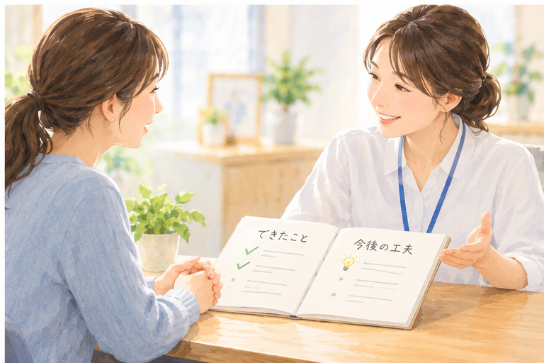 家庭で実践した方法を振り返り調整する