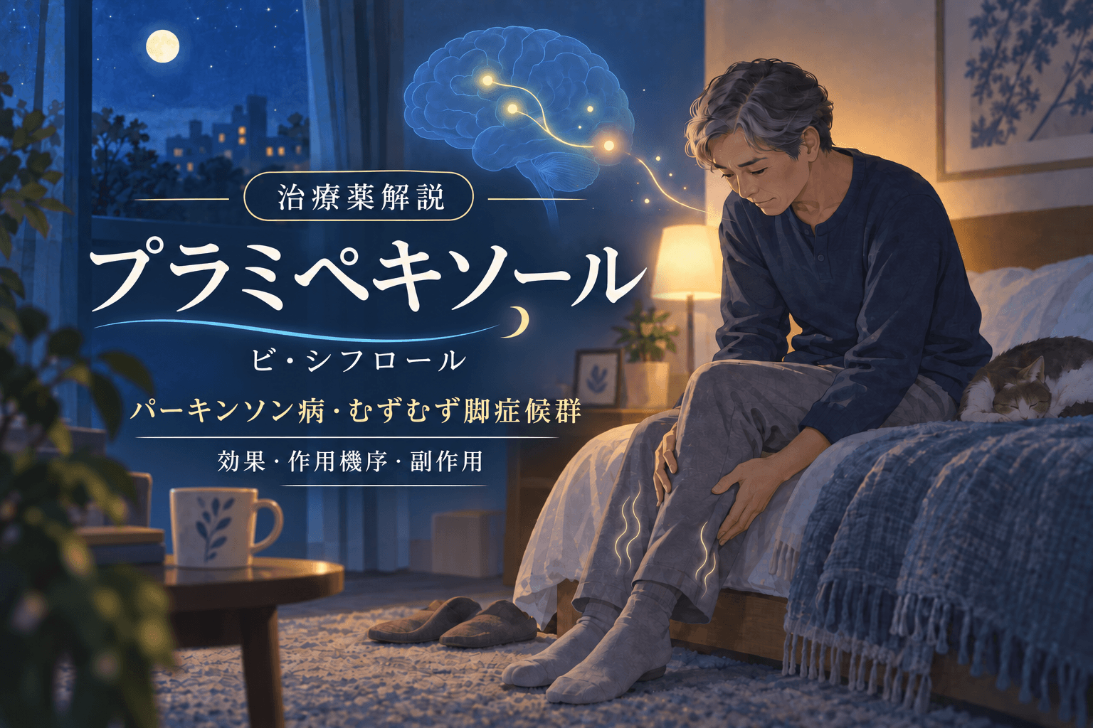プラミペキソール（ビ・シフロール）の効果・作用機序・副作用・腎機能に応じた投与設計を徹底解説