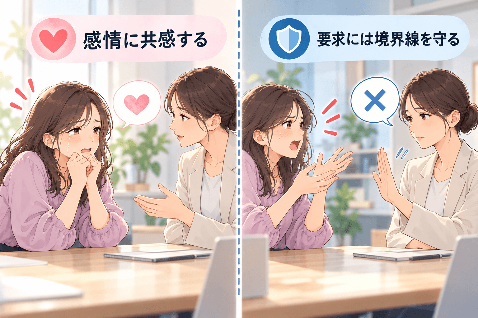 感情には共感しながら要求には境界線を設定する対処法